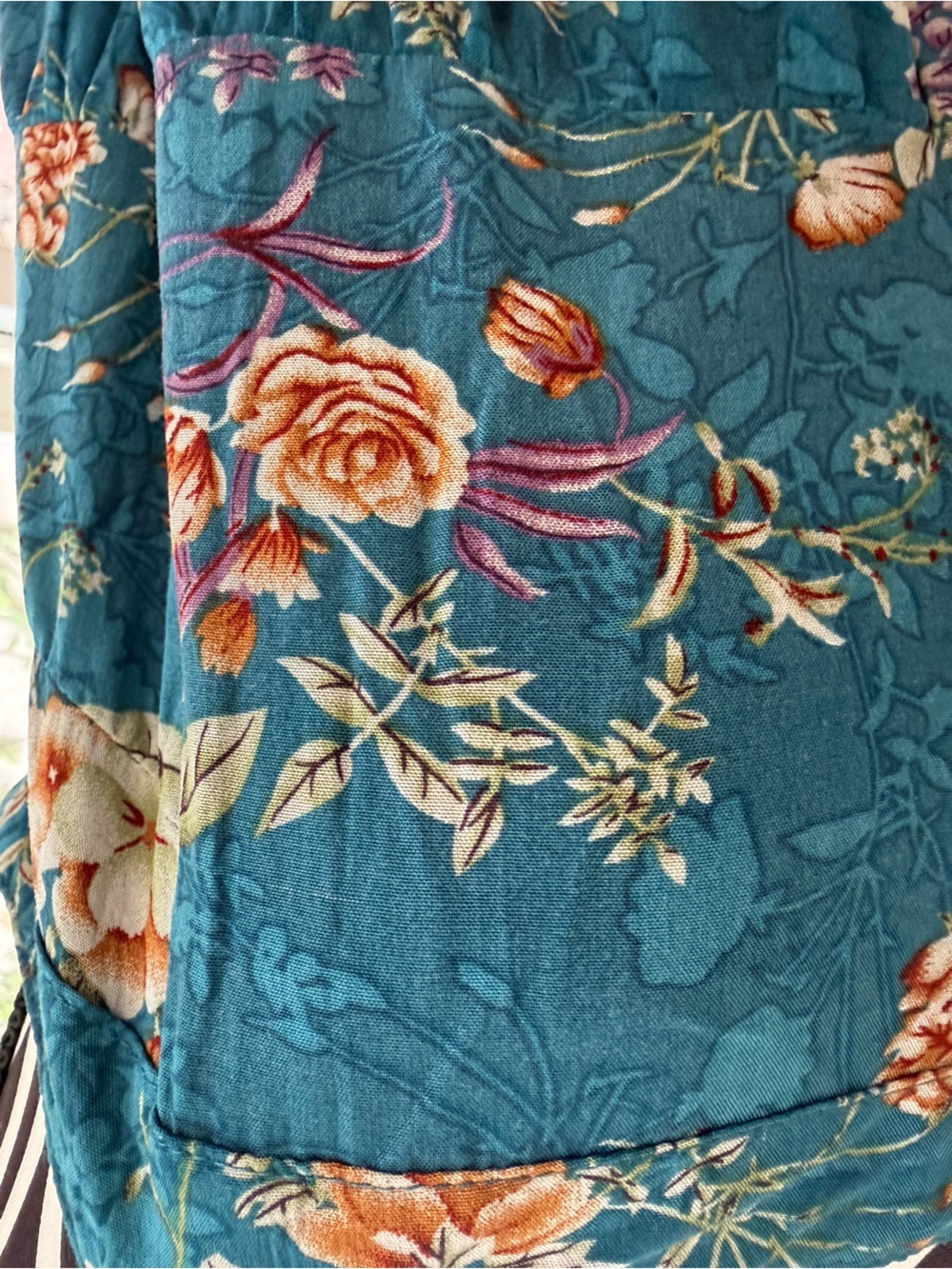 Natural Life Teal Floral Bobo Maxi with Side Slit - Picture 11 of 11